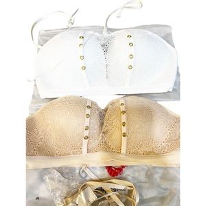 Elegant Lace Bras - White and Cream